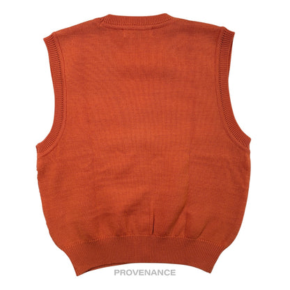 🔴 Balenciaga BB Logo Wool Sweater Vest - Orange/White L