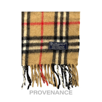 🔴 Vintage Burberrys Scarf Nova Check 100% Cashmere Camel