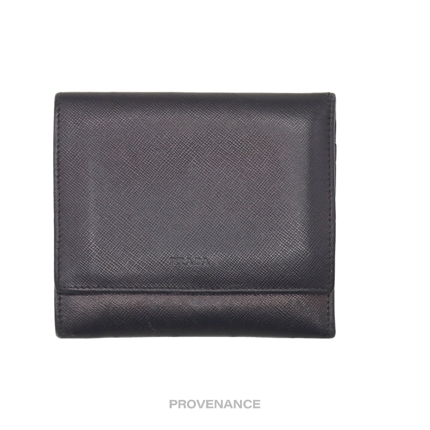 🔴 Prada Trifold Wallet - Black Saffiano Leather