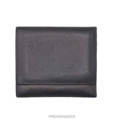 🔴 Prada Trifold Wallet - Black Saffiano Leather