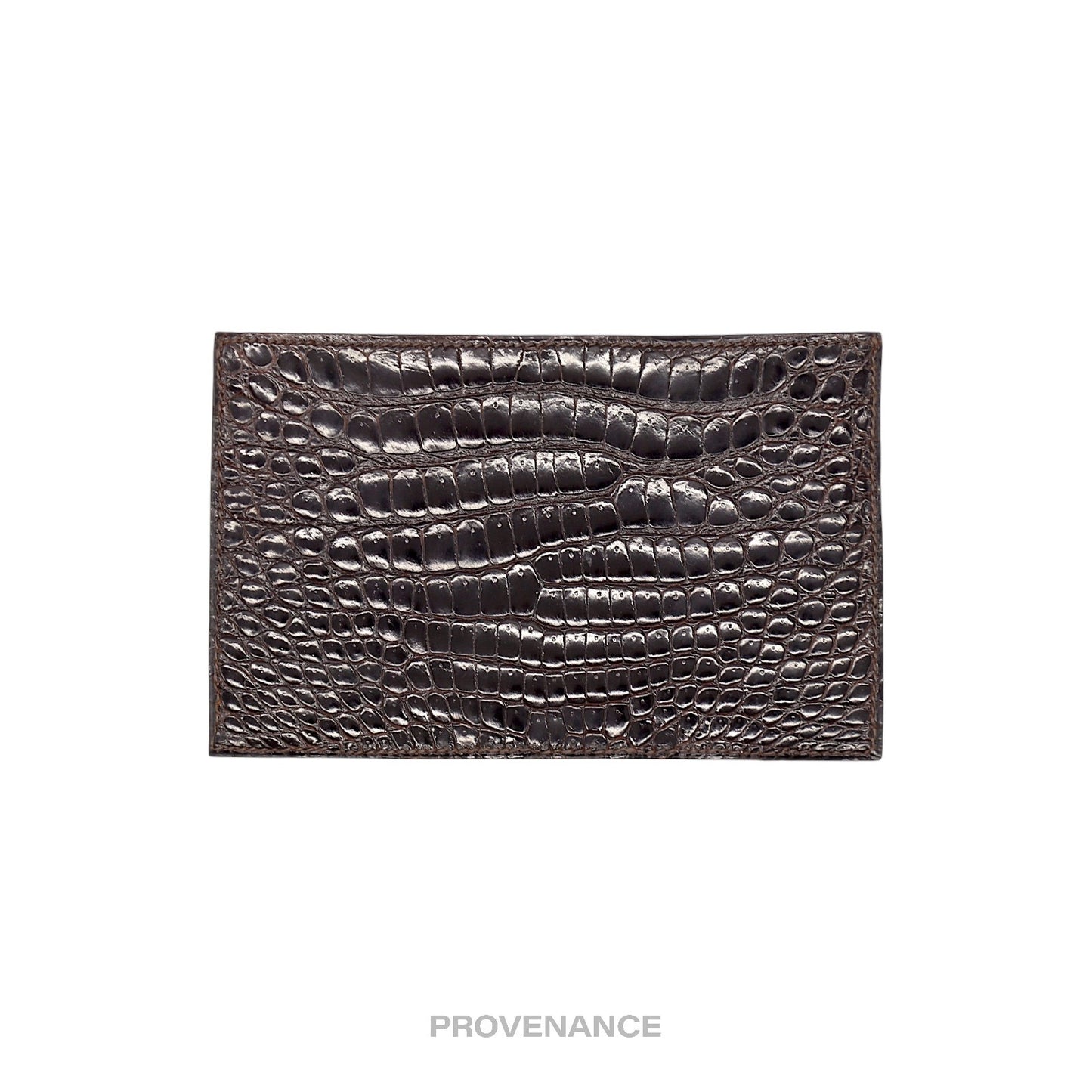 🔴 Hermes Note Card Wallet - Chocolate Brown Crocodile