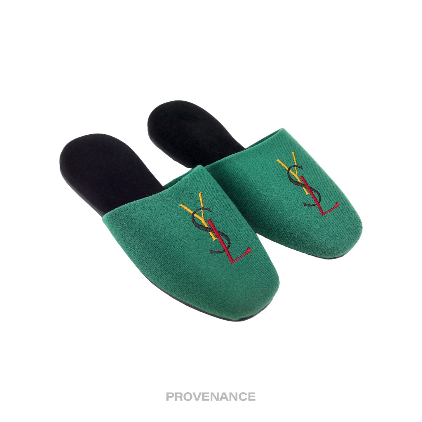 🔴 Yves Saint Laurent YSL Logo Slipper - Green Twill