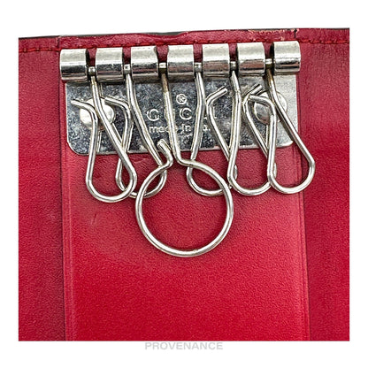 🔴 Gucci GG Web 6 Key Holder - Red Guccissima Leather