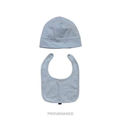 🔴 Gucci Web Baby Hat and Bib  Set - Powder Baby Blue 3/6m