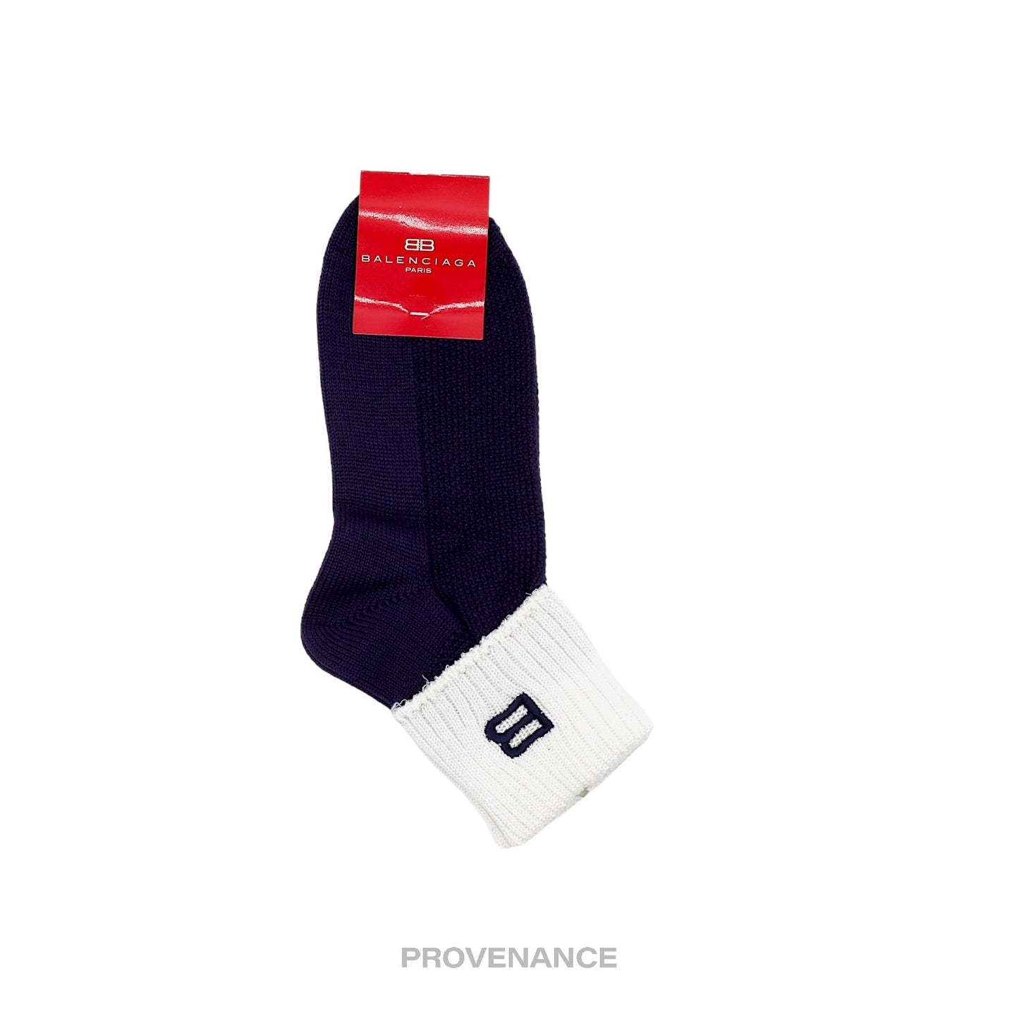 🔴 Balenciaga BB Logo Embroidered Socks - Navy White