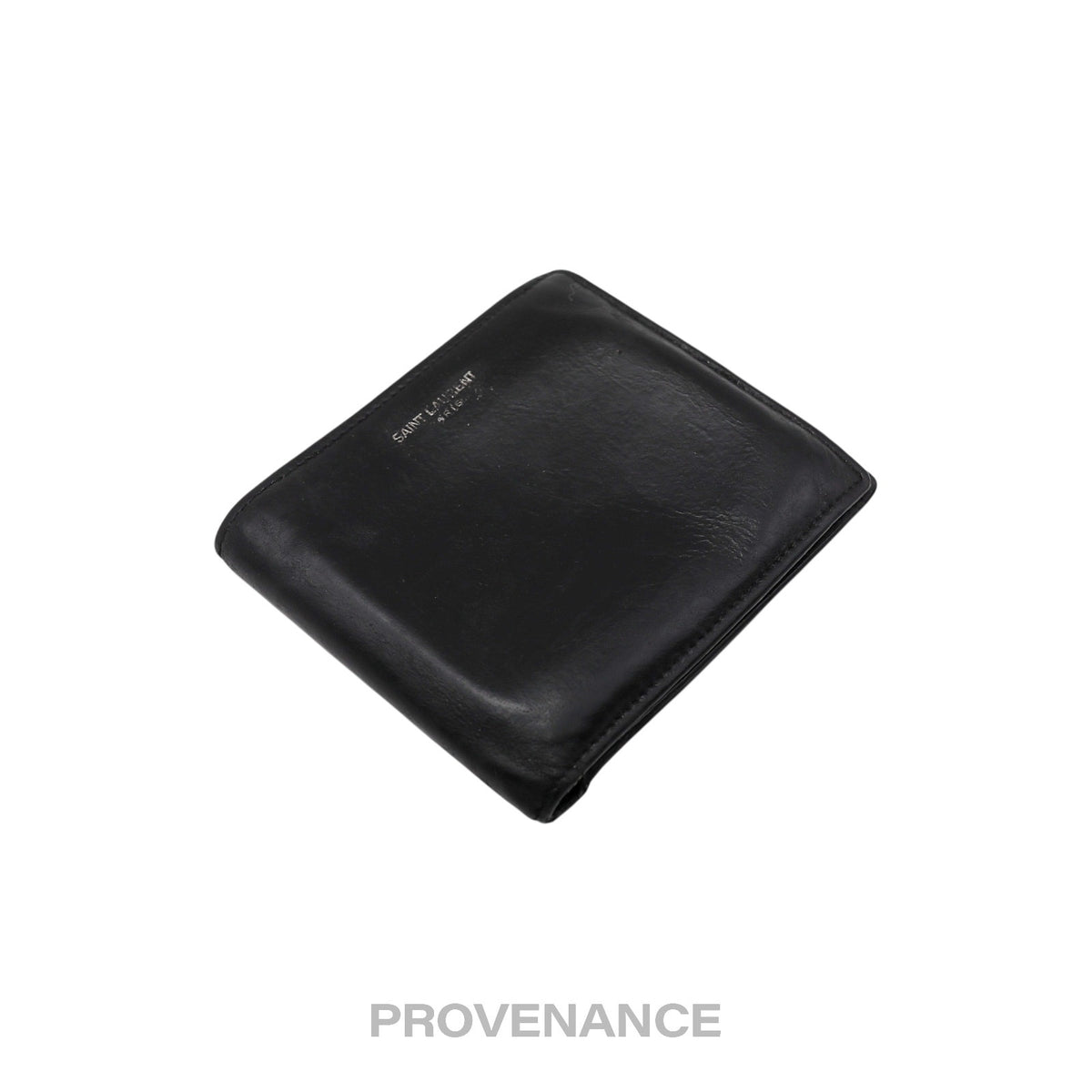 🔴 Saint Laurent Paris SLP Logo Bifold Wallet - Black