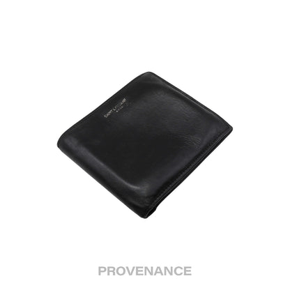 🔴 Saint Laurent Paris SLP Logo Bifold Wallet - Black