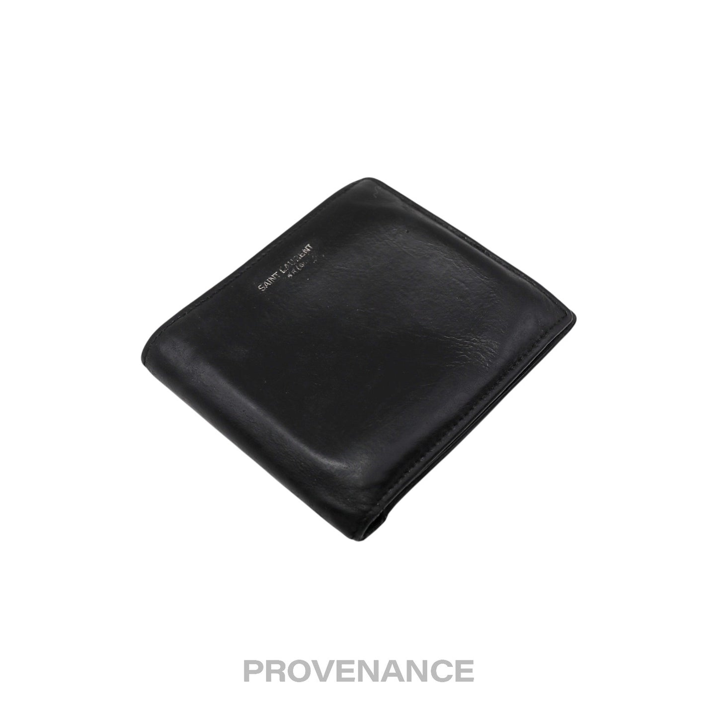 🔴 Saint Laurent Paris SLP Logo Bifold Wallet - Black