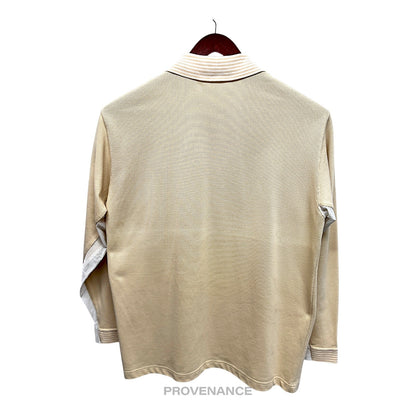 🔴 Balenciaga Golf Long Sleeve Polo Shirt - Sand L