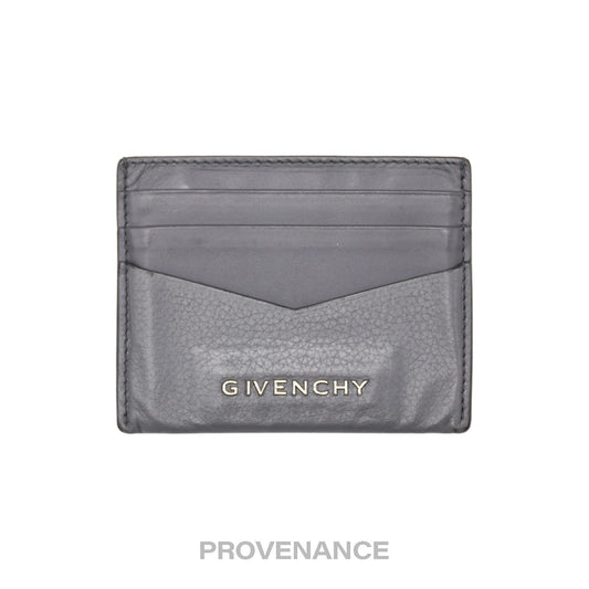 🔴 Givenchy Logo Card Holder Wallet - Grey Leather