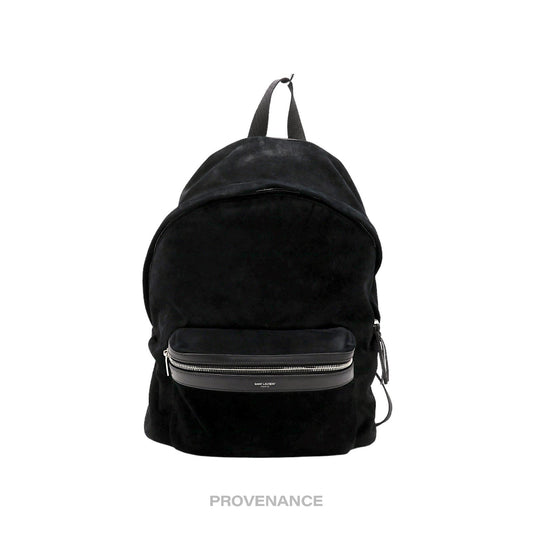 🔴 Saint Laurent Paris SLP City Backpack Bag - Black Suede