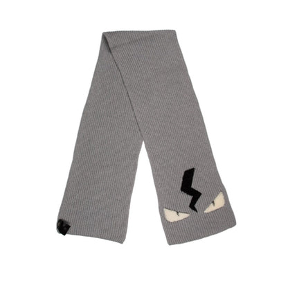 🔴FENDI Eye Monster Wool Scarf - Grey