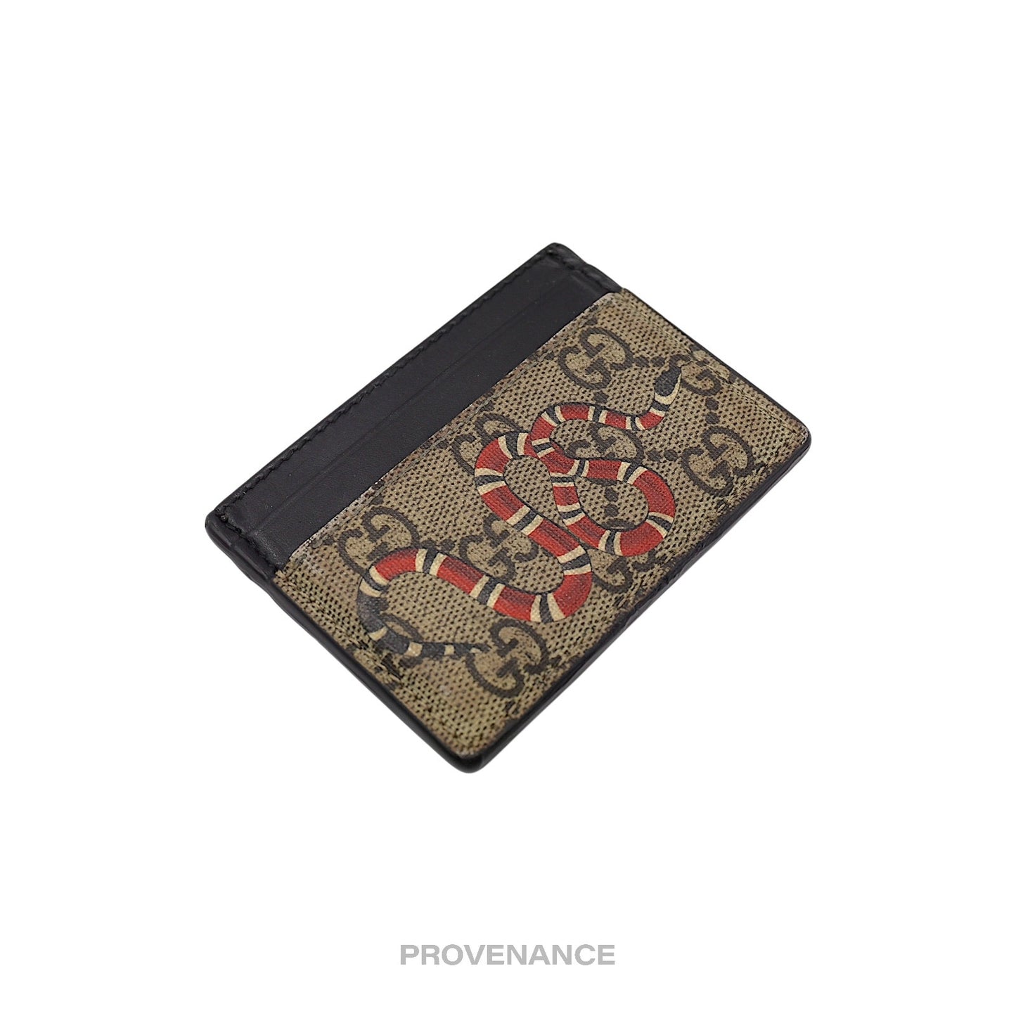 🔴 Gucci GG Supreme Card Holder Wallet - Kingsnake Brown