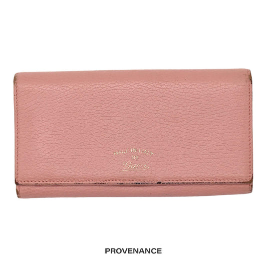 🔴 Gucci "Made in Italy" Long Wallet - Powder Pink Leather