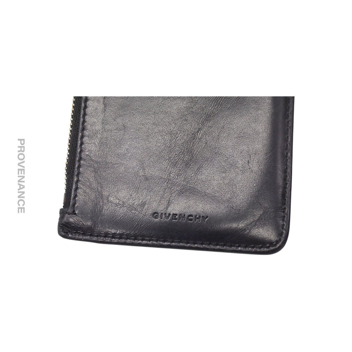 🔴 Givenchy 4G Logo Zip Card Holder Wallet - Black Leather