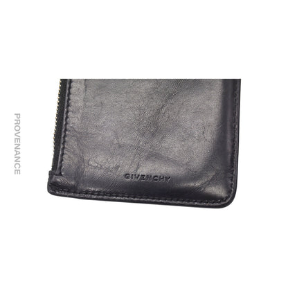 🔴 Givenchy 4G Logo Zip Card Holder Wallet - Black Leather
