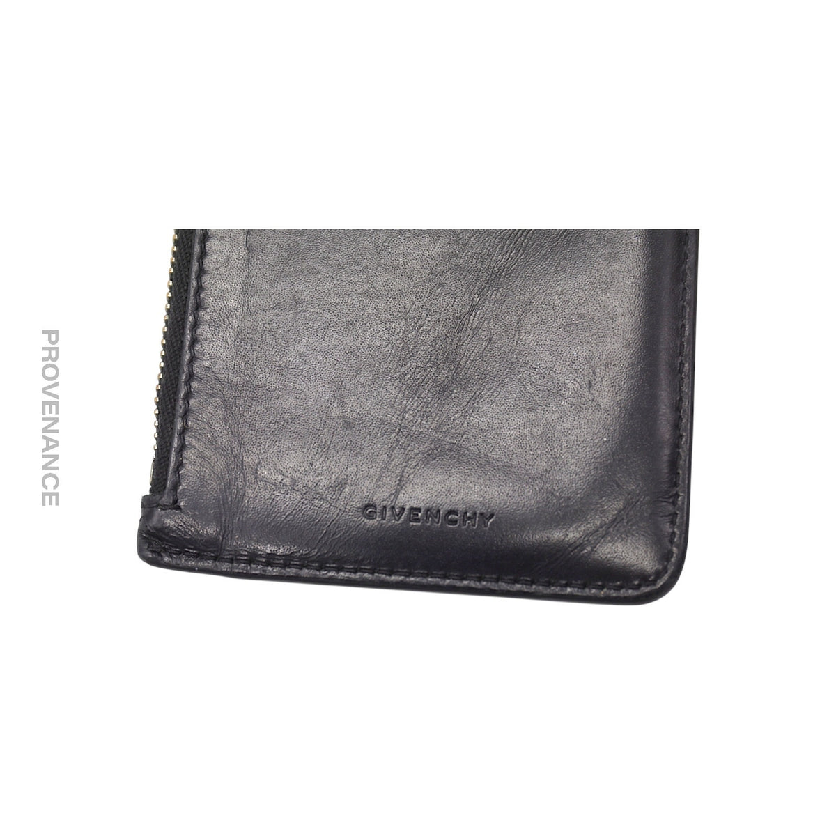 🔴 Givenchy 4G Logo Zip Card Holder Wallet - Black Leather
