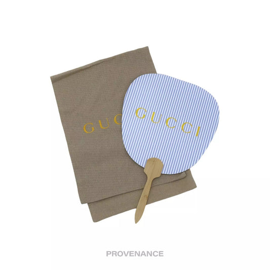 🔴 Gucci Logo Bamboo Hand Fan - Striped