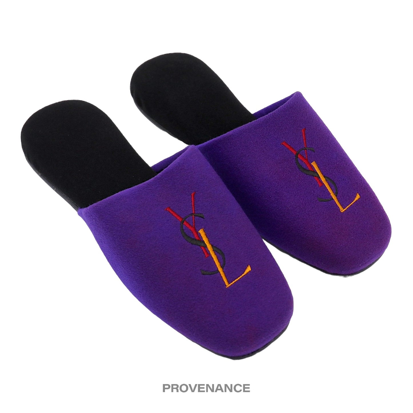 🔴 Yves Saint Laurent YSL Logo Slipper - Purple Velour