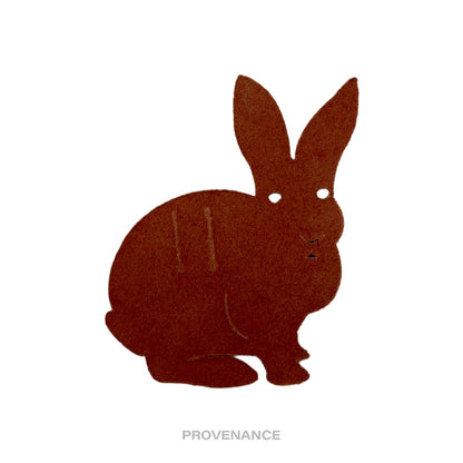 🔴 Hermes Petit h Rabbit Ribbon Charm - Brown Leather