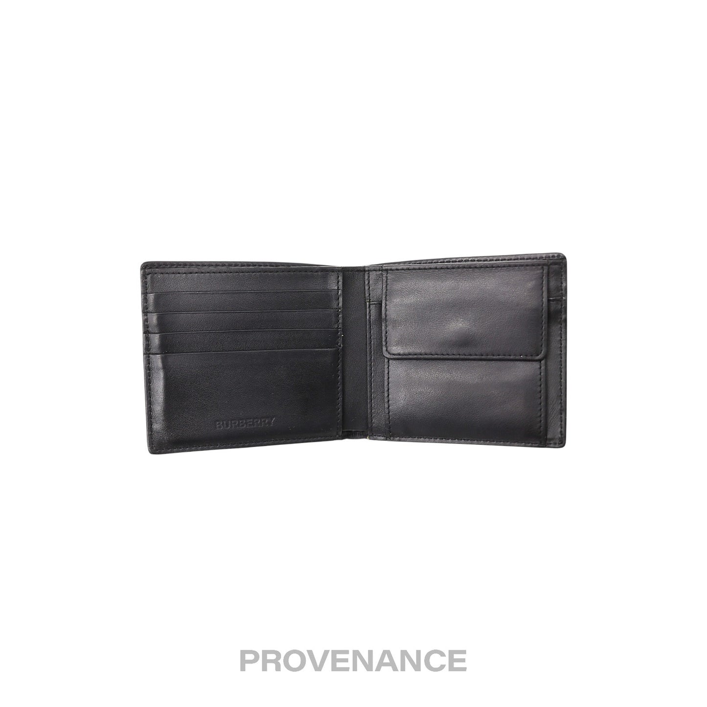 🔴 Burberry Address Logo Bifold Wallet - Black Leather