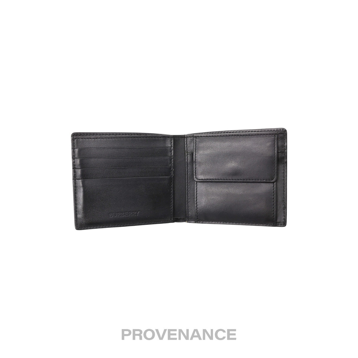 🔴 Burberry Address Logo Bifold Wallet - Black Leather