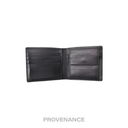 🔴 Burberry Address Logo Bifold Wallet - Black Leather