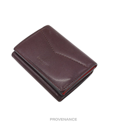 🔴 Givenchy Two Tone Trifold Wallet - Burgundy Red Leather