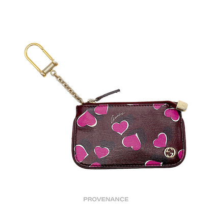 🔴 Gucci GG Heart Logo Key Pouch Cles - Red/Pink