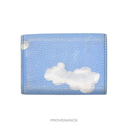 🔴 Balenciaga Papier Mini Card Wallet - Clouds Blue Leather