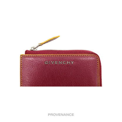 🔴 Givenchy Cles Zip Pouch Wallet - Red/Yellow Leather