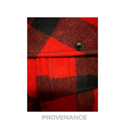 🔴 Filson Mackinaw Wool Packer Coat Red Black Plaid 38 S