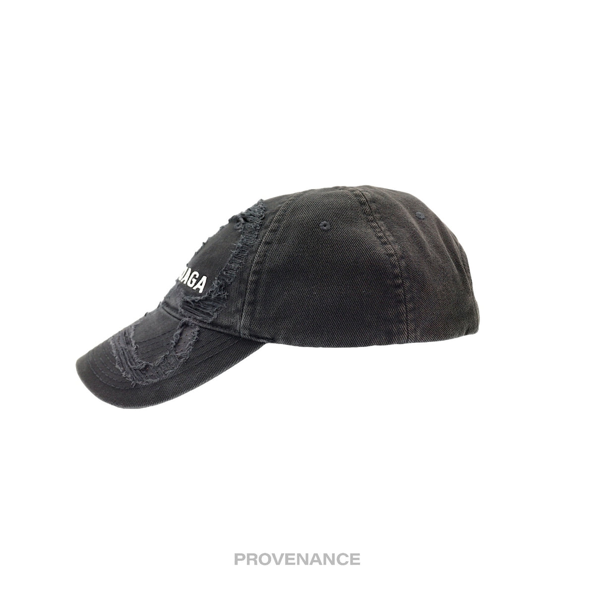 🔴 Balenciaga Embroidered Logo BB Lazer Destroyed Cap Black