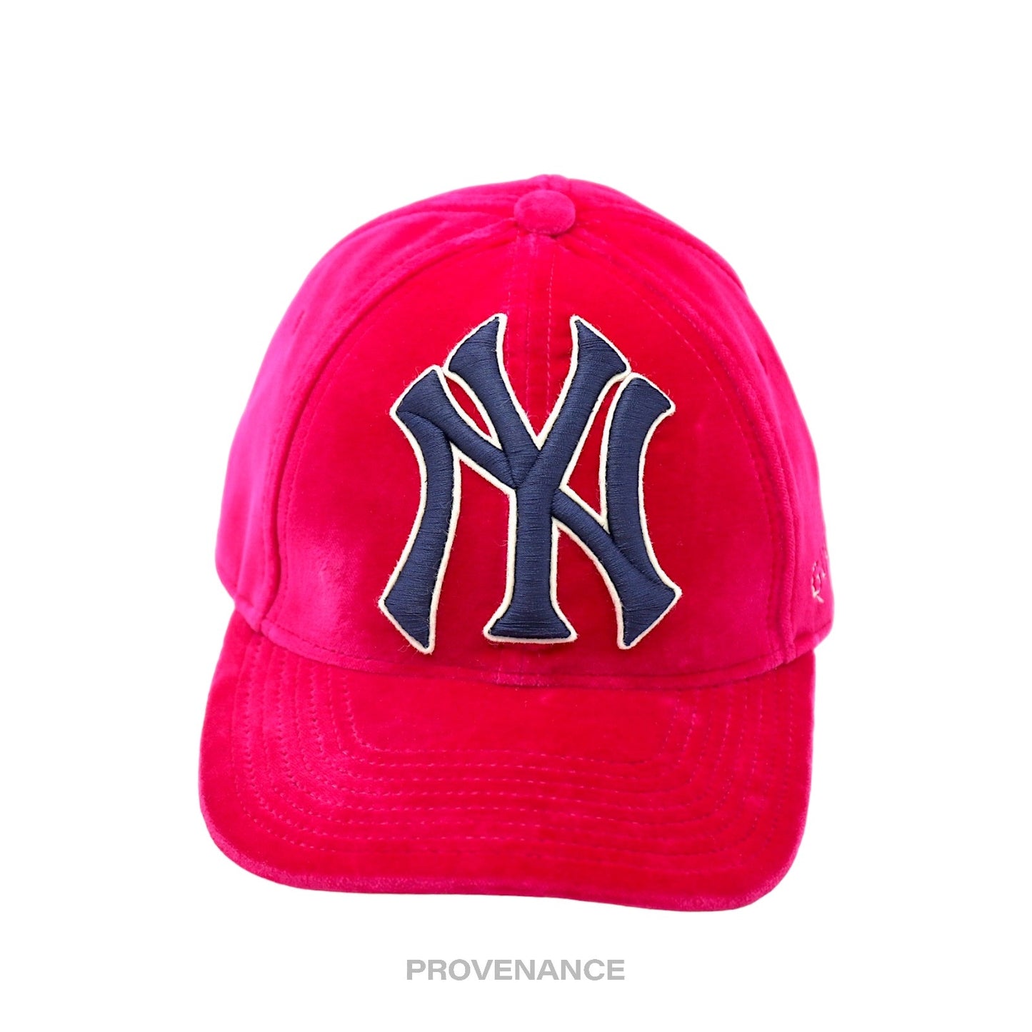 🔴 Gucci x NY Yankees Embroidered Hat Cap - Pink Velour