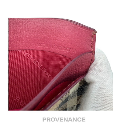 🔴 Burberry Card Holder Wallet - Haymarket Check Pink