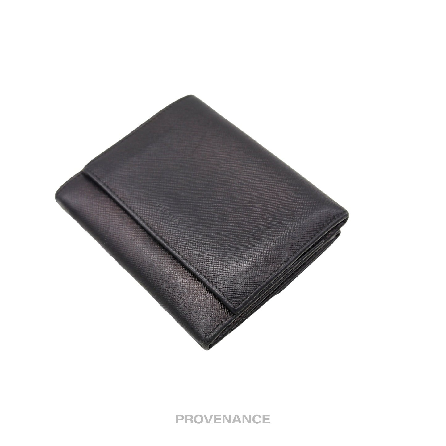 🔴 Prada Trifold Wallet - Black Saffiano Leather