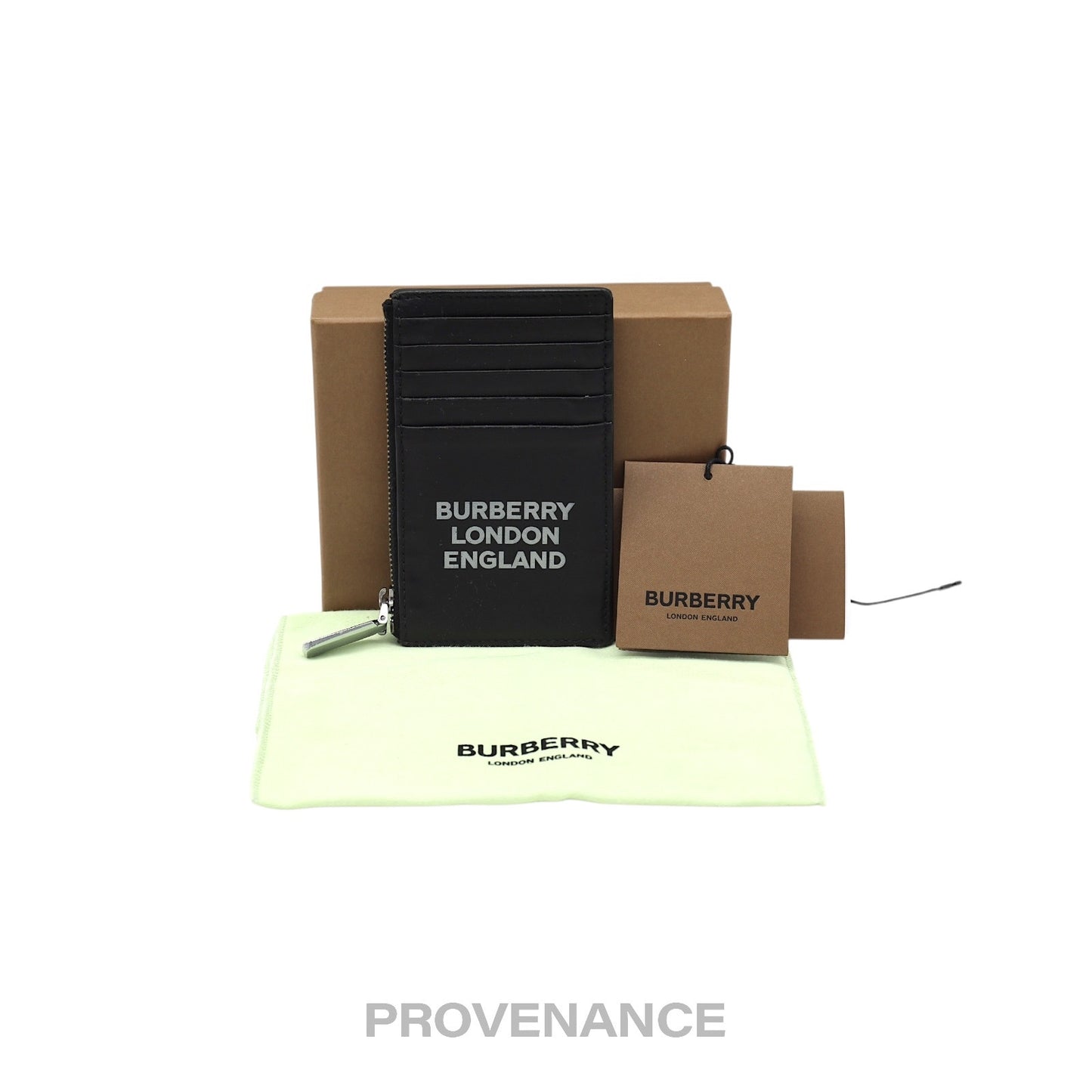 🔴 BURBERRY LONDON ENGLAND Zip Card Holder Wallet - Black