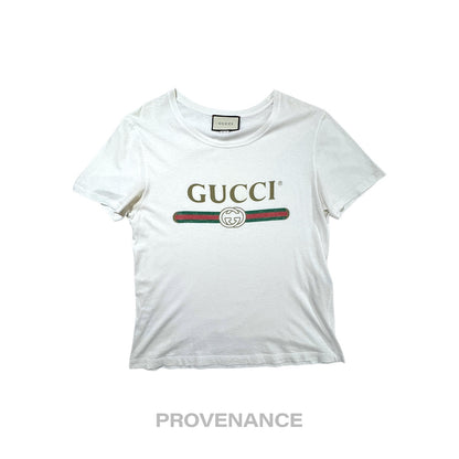 🔴 Gucci GG Signature Web Vintage Logo T-Shirt - White S