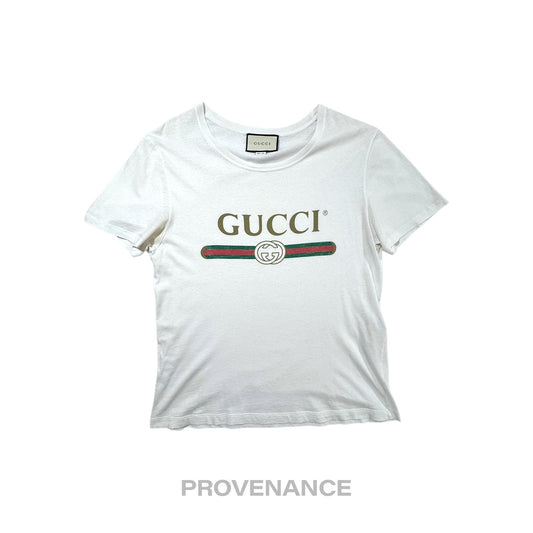 🔴 Gucci GG Signature Web Vintage Logo T-Shirt - White S