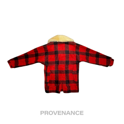 🔴 Filson Mackinaw Wool Packer Coat Red Black Plaid 38 S