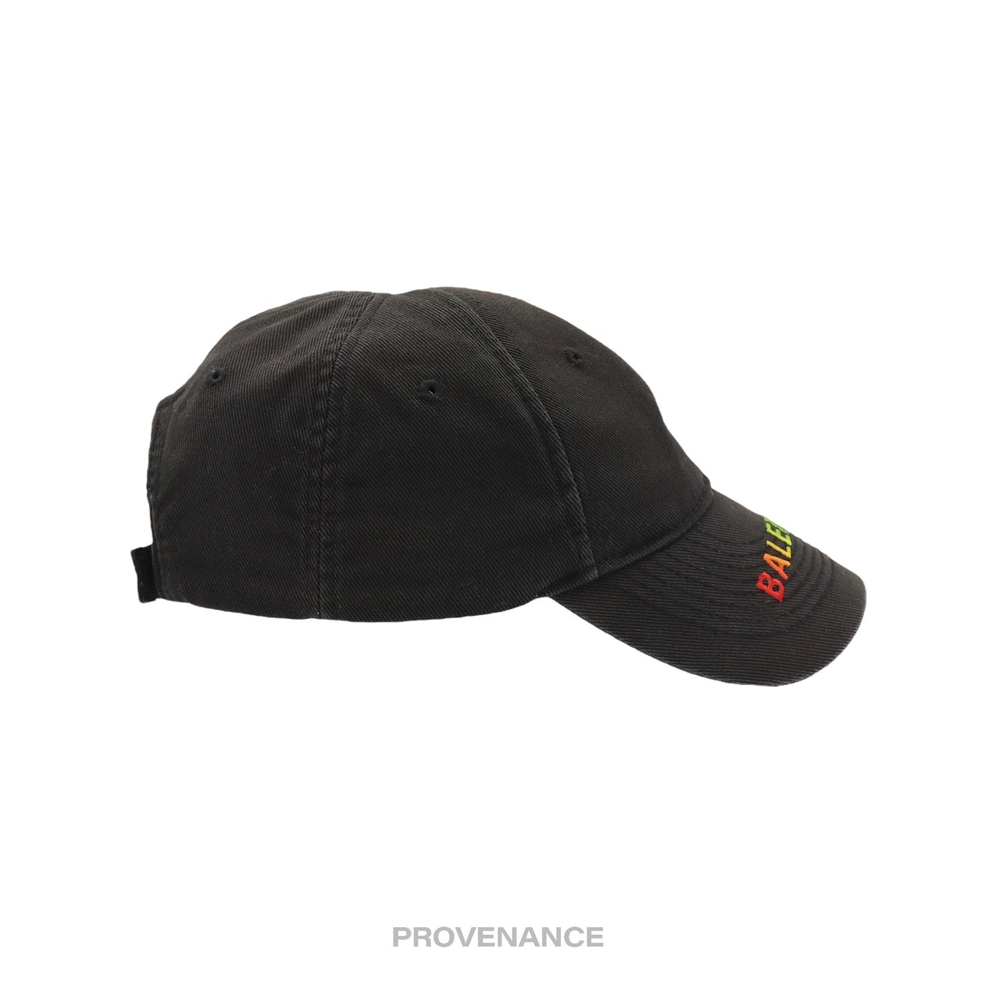 🔴 Balenciaga Embroidered Rainbow Logo Cap - Washed Black