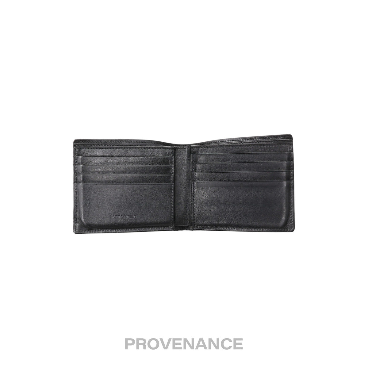 🔴 Saint Laurent Paris SLP Logo Bifold Wallet - Black