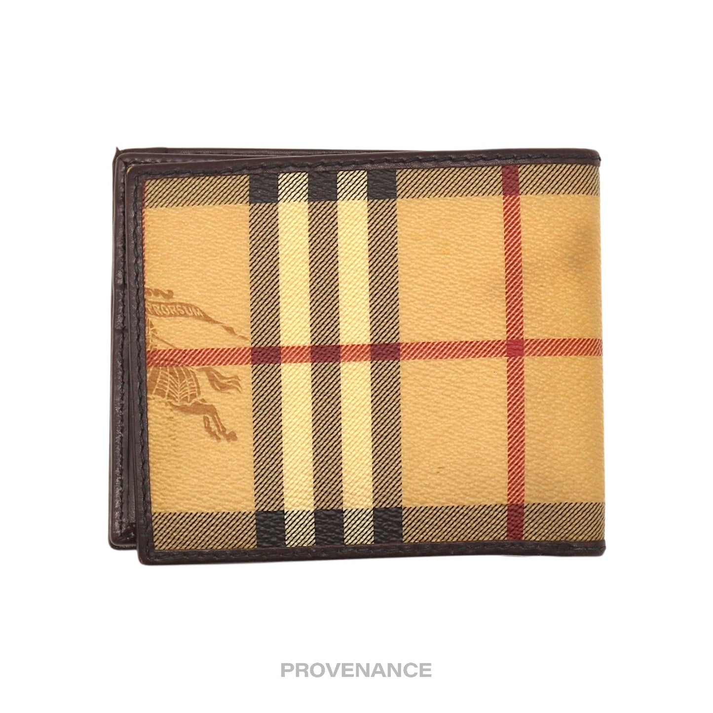 🔴 Burberry 8CC Trifold Wallet - Haymarket Check Chocolate