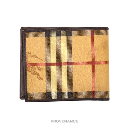 🔴 Burberry 8CC Trifold Wallet - Haymarket Check Chocolate