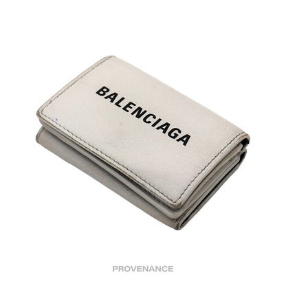🔴 Balenciaga Logo Trifold Wallet - White Leather