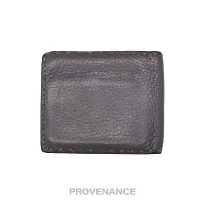 🔴 Fendi Selleria Bifold Wallet - Grey Roman Leather