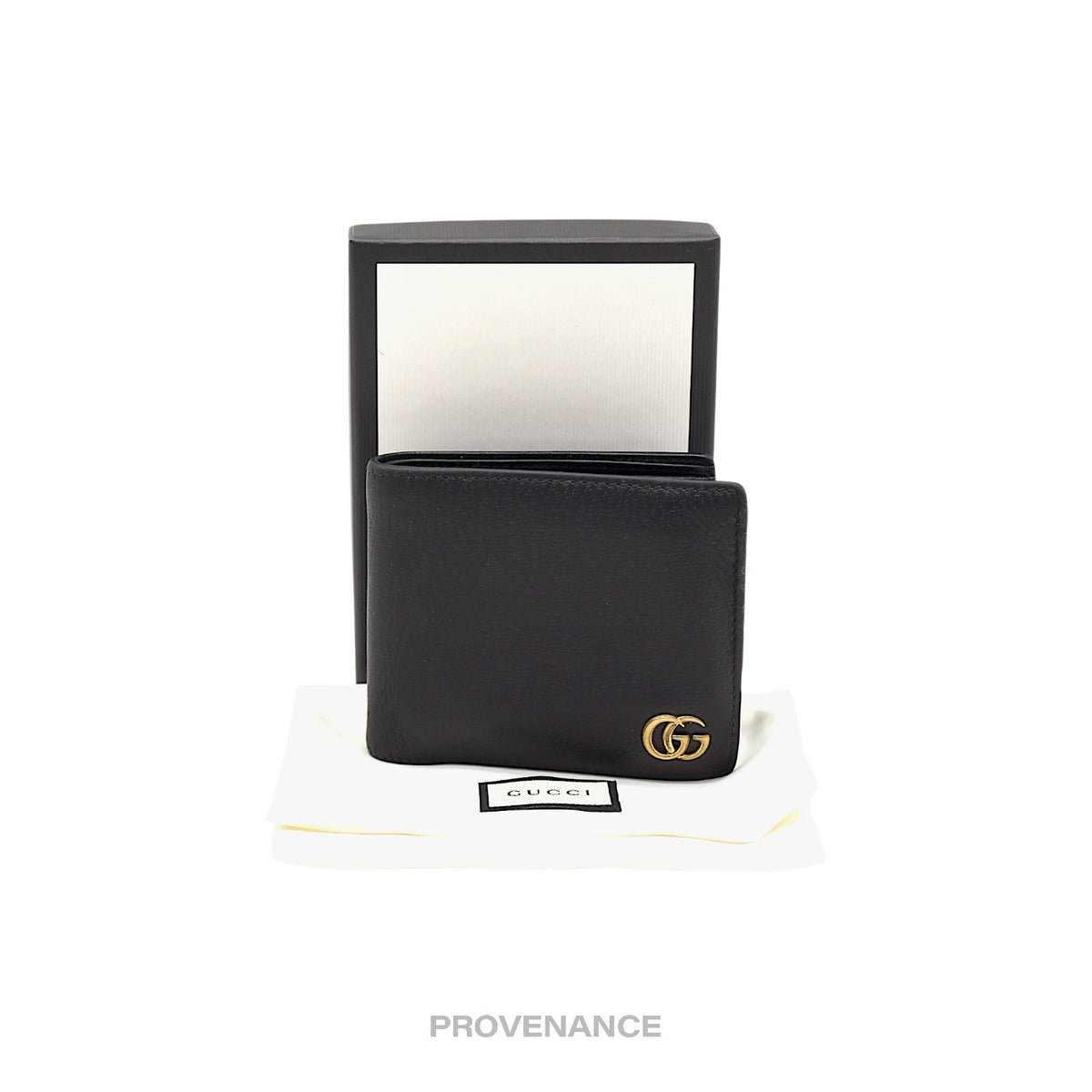 🔴 Gucci GG Marmont Bifold Wallet - Black Leather
