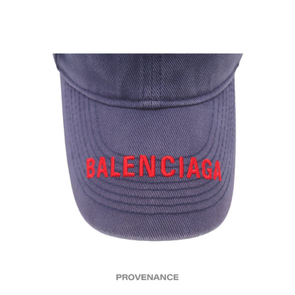 🔴 Balenciaga Brim Embroidered Logo Cap Hat - Washed Navy