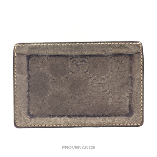 🔴 Gucci Card Holder Wallet - Metallic Bronze Guccissima