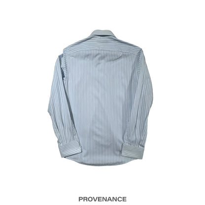 🔴 Gucci GG French Cuff striped  Shirt - Powder Blue 38/15